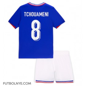 Camiseta Francia Aurelien Tchouameni #8 Primera Equipación para niños Eurocopa 2024 manga corta (+ pantalones cortos)